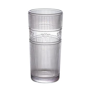 Imagem de Jogo de 6 copos altos Libélula Vidro borda dourada cinza 350ml -L Herm