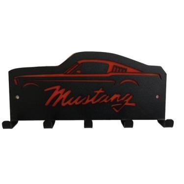 Imagem de Porta Chaves Mustang 20x 9 cm  Preto / Laranja - Artístic Laser 