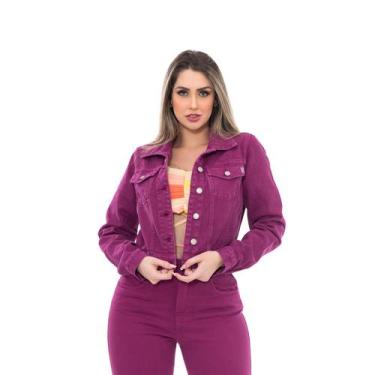 Imagem de Jaqueta Jeans Feminina Curta Básica Cor  Clássica - Black Jeans, G, Ro