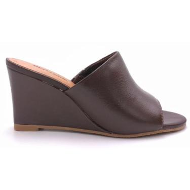 Imagem de Tamanco Feminino Anabela Couro Bottero 375024, Marrom, 36