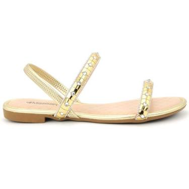Imagem de Sandalia Mississipi MB192 Metalizada Rasteirinha Feminino, 38, Dourado