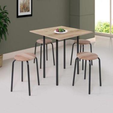 Imagem de Conjunto Mesa Dobrável Com 4 Banquetas Cozinha Apartamento Churrasquei