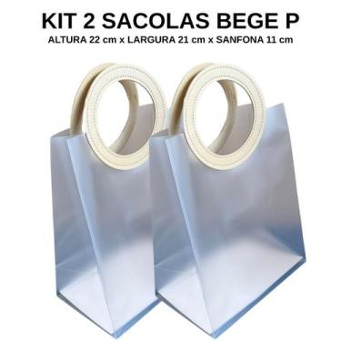 Imagem de Kit 2 Sacola Presente Luxo Reforçada Transparente Alça de Couro - MIXL