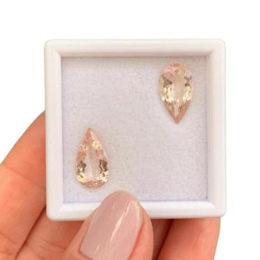 Imagem de Morganita Peachy Gota Par 5,54ct - ENE2ESE