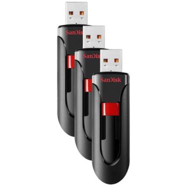 Imagem de Flash Drive SanDisk Cruzer Glide 128GB USB 2.0 Paquete de 3