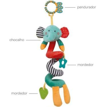 Imagem de Móbile de Pelucia em Espiral com Mordedor Bichinho Mola Buba, Elefanti