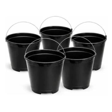 Imagem de Kit 5 Balde Reforçado 12 Litros Com Alça De Ferro Profissional - Plast