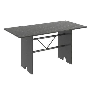 Imagem de Mesa para Cozinha 140x75cm Tampo Ardósia Cinza/Martelado Prata/Indiano
