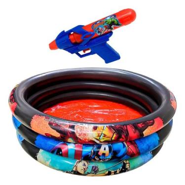 Imagem de Piscina Inflável 100 Litros/ 3 Anéis + 2 Lança Água + Bomba - WELLMIX,