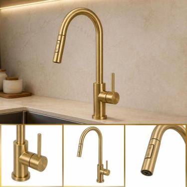 Imagem de Torneira Gourmet Vegas Premium Ouro Escovado Monocomando - GoldenX