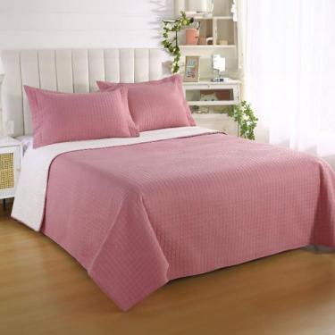 Imagem de Kit Cobre Leito King Duo Grid - Sultan, ROSA / OFF WHITE