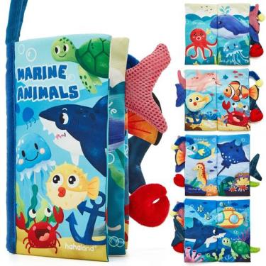 Imagem de Livro de bebê Marine Tails de 0 a 12 meses com alça suspensa - hahalan