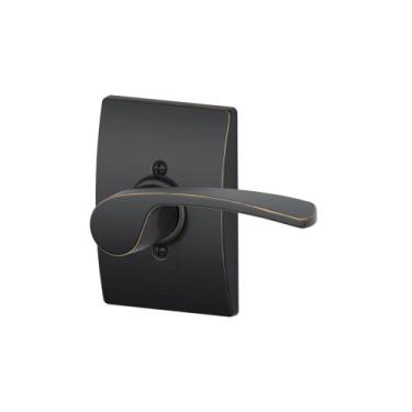 Imagem de SCHLAGE Lock Company SCHLAGE Maçaneta direita com trava de acabamento Century sem torneamento, bronze envelhecido (F170 MER 716 CEN RH)