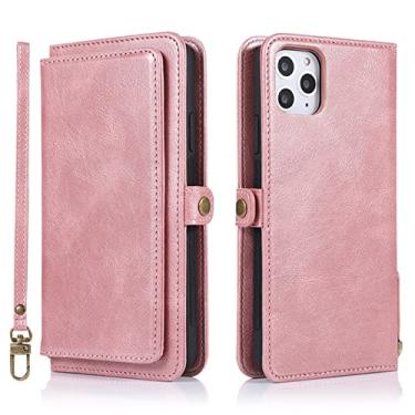 Imagem de Capa para cartões carteira de couro de luxo flip para iPhone 12 13 Mini 11 Pro XS Max XR X 6 6s 7 8 Plus Capa de telefone para cartão magnético, RoseGold, para iPhone 7plus