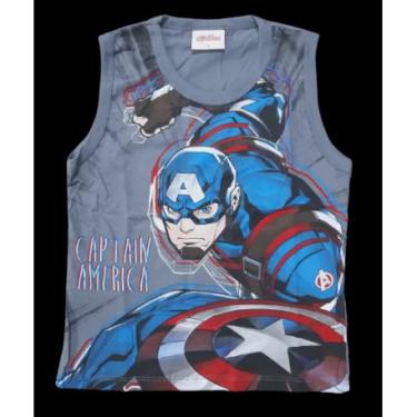 Imagem de Camiseta regata infantil avengers 4 à 10 anos - Capitão América
