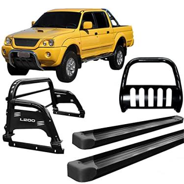Imagem de Kit Quebra Mato +Estribo Plat +Santo Anto H3 L200 2004 Preto