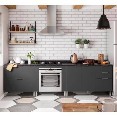 Imagem de Cozinha Compacta Bartira Rubi com 2 Portas, 5 Gavetas e 1 Prateleira - 280,3cm de largura