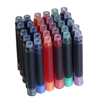 Imagem de 30 cartuchos de tinta para caneta-tinteiro Jinhao, conjunto de 6 cores, preto, azul, verde maçã, roxo, vermelho e laranja, tamanho padrão internacional, diâmetro de furo de 2,6 mm