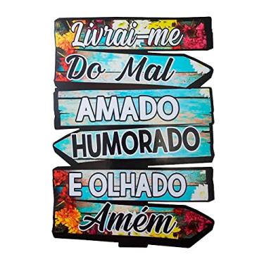 Imagem de Placa Decorativa de Parede em Madeira - Livrai me do Mal - Amém