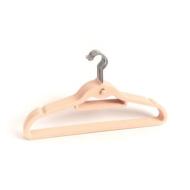 Imagem de Kit Cabide De Veludo Bege Com Gancho Oikos - 90 Unidades