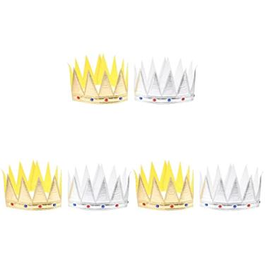 Imagem de 6 pçs coroa King para crianças, King Crown Gold Royal King plástico coroa príncipe coroa para festa de aniversário Holloween
