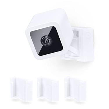 Imagem de BRAINWAVZ Pacote com 3 suportes de parede para Wyze Cam V3, adesivo VHB cola - fácil de instalar, sem necessidade de ferramentas, sem bagunça, sem perfuração, suporte adesivo forte, branco