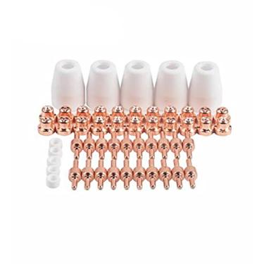 Imagem de Qiang Han 50 peças PT31 LG40 cortador de plasma tocha consumível kit eletrodos pontas bicos acessórios para bocais CT312 CUT40 CUT50 LGK40