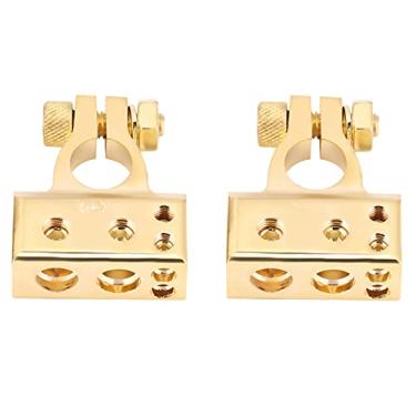 Imagem de Conector de bateria, 1 par de terminal de bateria braçadeira anti-oxidação Fácil instalação para calibre 0/1 2 4 8 AWG(ouro)