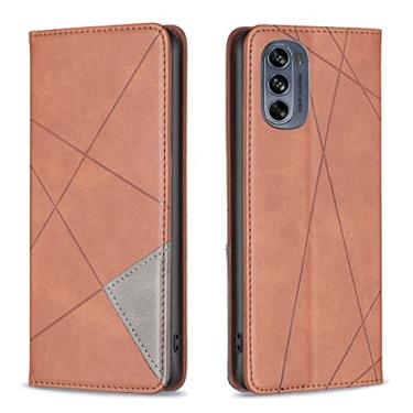 Imagem de HONGYAN Capa de telefone Para Motorola Moto G62 Prismatic Invisible Magnetic Leather Telefone Capa protetora