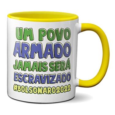 Imagem de Caneca Um Povo Armado Jamais Será Escravizado Bolsonaro 2022 (Amarela)