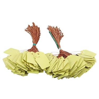 Imagem de Etiquetas de plantas em pvc penduradas em pvc etiqueta com nome de semente de flor sinal marcador etiqueta ao ar livre casa quintal identificação da planta 200 peças (amarelo)