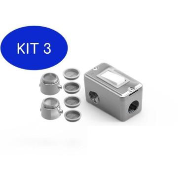 Imagem de Kit 3 Combo Condulete Alumínio 3/4 Tipo X 1 Interruptor Simples