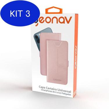 Imagem de Kit 3 Capa Carteira Universal Smartphone De 6 A 6,5
