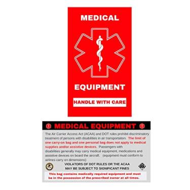 Imagem de Etiqueta de bagagem de equipamento de alerta médico – alça com cuidado, DOT e ACAA (quantidade MELT-112), Vermelho, One size
