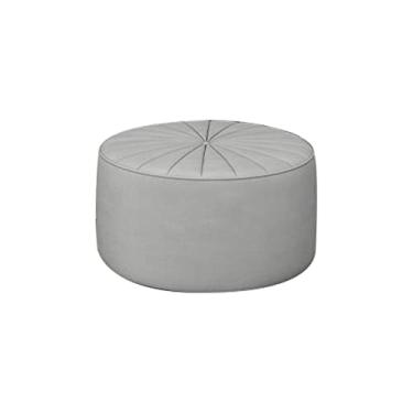 Imagem de Puff Decorativo Sala De Estar Round Veludo Cinza Claro G45 - Gran Belo
