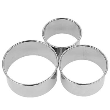 Imagem de Um conjunto de 3 peças de ferramentas de embalagem de cortador de pele de bolinhos de aço inoxidável (8 cm, 7 cm, 6 cm) Biscuit Plain Edge Round Maker Cortador de bolinhos chinês Molde de prensa de torta