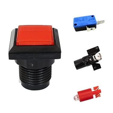 Imagem de TECKEEN Arcade Square Push Buttons Luz LED Iluminada com Microswitch 33 x 33 mm
