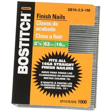 Imagem de BOSTITCH Pregos de acabamento, brilhante, 2-1/2 polegadas, 16GA, pacote com 1000 (SB16-2.5-1M)