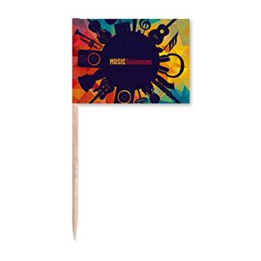 Imagem de Instrumentos musicais ilustração azul louco palito bandeiras marcador decoração de festa