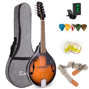 Imagem de Bandolim, instrumento musical Kmise estilo A, bandolim, 8 cordas, abeto, instrumento musical com cordas de afinador, palitos de alça de gig bag para adultos iniciantes