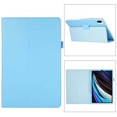 Imagem de WANRI Capa para tablet capa de couro textura para tablet Lenovo Tab M10 Plus 3ª geração 10,6 polegadas 2022 suporte dobrável fino protetor fólio capa traseira à prova de choque com suporte (cor: azul claro)