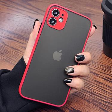 Imagem de Capa Armor Matte para iPhone 14 13 12 11 Pro Max XR XS X 7 8 Plus SE Mini Luxo Silicone Amortecedor Capa Dura Transparente Vermelho para iPhone12