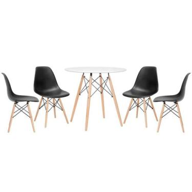 Imagem de Kit - Mesa Redonda Eames 80 Cm Branco + 4 Cadeiras Eiffel Dsw - Loft7