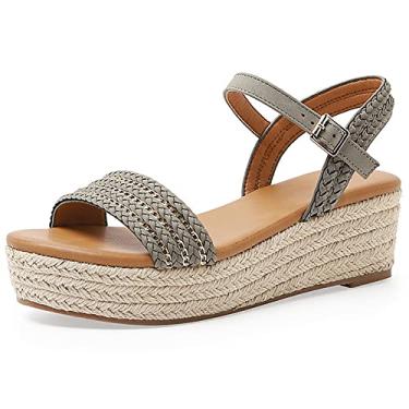 Imagem de Sandália anabela feminina bico aberto sem cadarço alpargatas de praia sapatos salto alto frente única