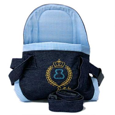 Imagem de Canguru Cadeirinha Carregador De Bebê L.Baby Suporta Até 15 kg - Jeans e Azul Xadrez