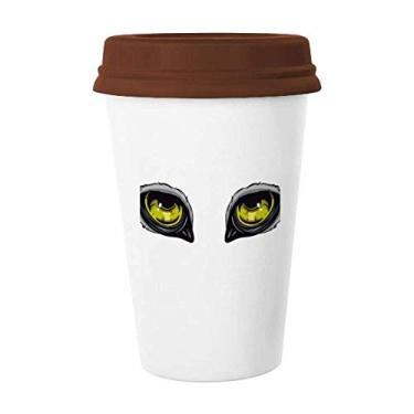 Imagem de Caneca de cerâmica com desenho animado de coruja olho de café bebendo vidro cerâmica copo