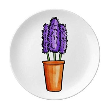 Imagem de Prato simples de flores em vaso roxo decorativo de porcelana salver louça de jantar