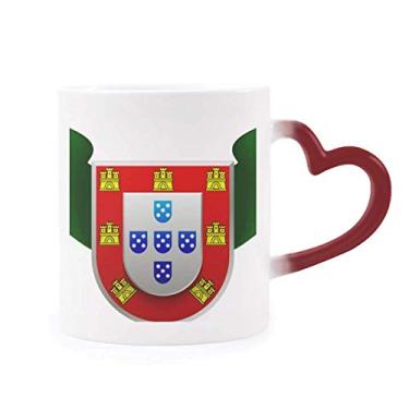 Imagem de Caneca de grés com símbolo nacional de Portugal sensível ao calor que muda de cor vermelha