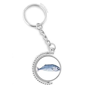 Imagem de Anel giratório pequeno de peixe oceano azul fresco chaveiro acessórios clipe de corrente