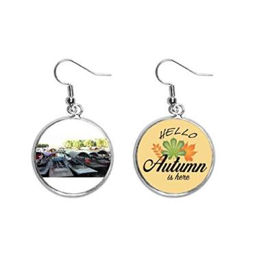 Imagem de Boat Stop Art Deco, presente moderno, orelha, pendente, folha de outono, joia